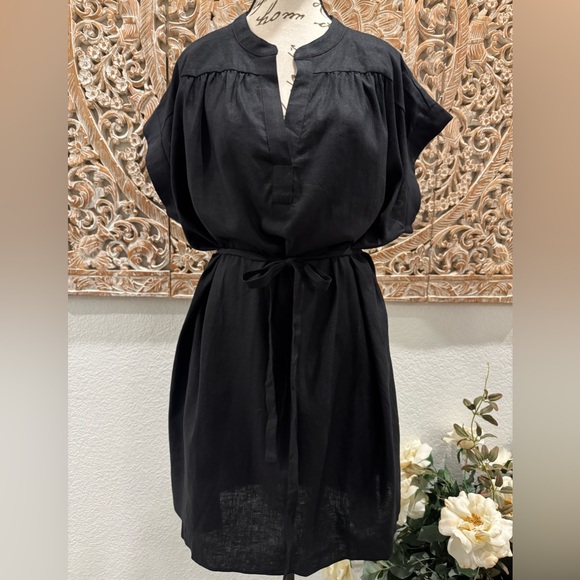 Ann Taylor Dresses & Skirts - Ann Taylor NWT Black Linen Blend Straight Dress with Tie- size LXP